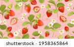 Strawberry Pattern With Flowers ...