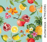 tropical fruits seamless... | Shutterstock .eps vector #679415581