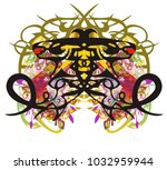 grunge double dragon symbol... | Shutterstock .eps vector #1032959944
