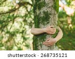 Tree Hugging. Close Up Of Hands ...