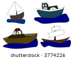 Four Cute Ship Icons  Vector 
