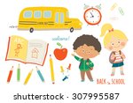 school set   funny hand drawn... | Shutterstock .eps vector #307995587