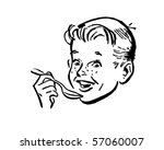 boy with spoon   retro clip art | Shutterstock .eps vector #57060007