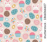 easter seamless pattern with... | Shutterstock .eps vector #1866066607