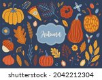autumn set   pumpkin  berries ... | Shutterstock .eps vector #2042212304
