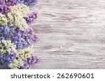Lilac Flowers Bouquet On Wooden ...
