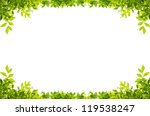 Green leaves border isolated on ...