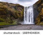 view on beautiful Skogafoss waterfall in Iceland