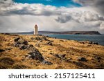White lighthouse Skardsviti in Iceland, Europe