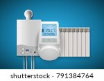 domestic heating system concept | Shutterstock .eps vector #791384764