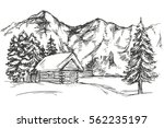 house in mountain the snow... | Shutterstock .eps vector #562235197