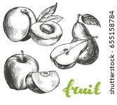 Fruit Peach  Apple  Pear Set...