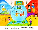 the painting of child under 5... | Shutterstock . vector #75781876