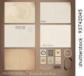 vector set  vintage postcard... | Shutterstock .eps vector #93742045