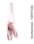 Hanging pink ballet shoes...