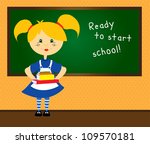 cute blonde girl in uniform... | Shutterstock .eps vector #109570181