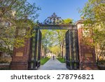 Yale university gate in spring blue sky in New Haven, CT USA