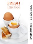 delicious breakfast with boiled ... | Shutterstock . vector #131213837