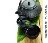 Asian Tea Set On An Old Wooden...
