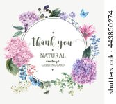 summer vintage floral greeting... | Shutterstock .eps vector #443850274