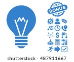 hint bulb pictograph with bonus ... | Shutterstock .eps vector #487911667