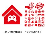 game center building pictograph ... | Shutterstock .eps vector #489965467