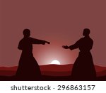 two men are engaged in karate... | Shutterstock . vector #296863157