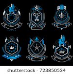 set of luxury heraldic vector... | Shutterstock .eps vector #723850534