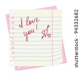 the paper sheets with love words | Shutterstock .eps vector #94332682