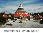 Small photo of KANCHANABURI , THAILAND - JULY 12 , 2023 : Sacred Hall It was built as a tabernacle at Wat Thewa Sangkharam or Wat Nuea is one of the famous old temples. With more than 200 years of age.