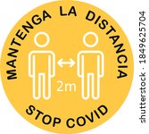keep safe distance in spanish... | Shutterstock .eps vector #1849625704