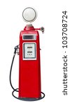 Antique Gas Pump On White With...