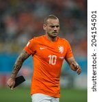 Small photo of SAO PAULO, BRAZIL - July 9, 2014: Wesley Sneijder during the World Cup Semi-finals game between Netherlands and Argentina at Arena Corinthians