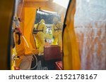 Small photo of Decontamination of biohazard team of emergency medical service in protective suits.