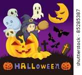 cartoon halloween card | Shutterstock .eps vector #85285387