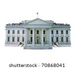 Replica of the White House isolated on white background