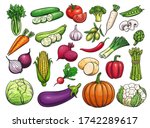 hand drawn vector vegetables... | Shutterstock .eps vector #1742289617