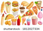 fast food cartoon icon set.... | Shutterstock .eps vector #1812027334