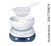 sow flour through sieve into... | Shutterstock .eps vector #2047750874