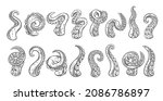 octopus tentacles outline icons.... | Shutterstock .eps vector #2086786897