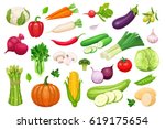 vector vegetables icons set in... | Shutterstock .eps vector #619175654