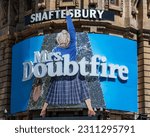 Small photo of London, UK - May 26th 2023: The billboard on the exterior of the Shaftesbury Theatre in London, promoting Mrs Doubtfire - the comedy musical.