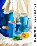 Still Life With Blue Jugs And...