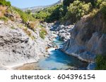 travel to Italy - Alcantara river in Gole dell Alcantara in Sicily in summer day