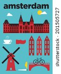 Amsterdam City Icons Poster...