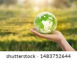 Globe  Earth In Human Hand  ...