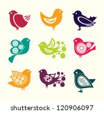 set of cartoon doodle birds... | Shutterstock .eps vector #120906097