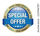 special offer blue gold button... | Shutterstock .eps vector #121946707