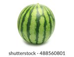 Small striped watermelon isolated on white background