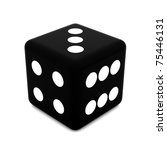 3d Black Rolling Dice On White...